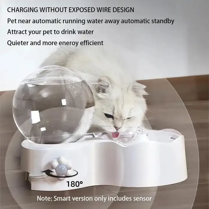 أتوماتيك بالجاذبية حيوان أليف أتوماتيك شفاف بالنافورة البصرية للقطط الحث الذكي Automatic Gravity Pet Automatic Transparent Visual Fountain for Cats Smart Induction
