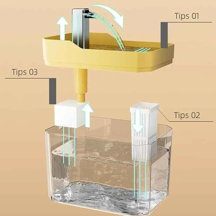 موزع مياه القط الأوتوماتيكي للحيوانات الأليفة ، . Automatic Pet Cat Water Dispenser, Filter