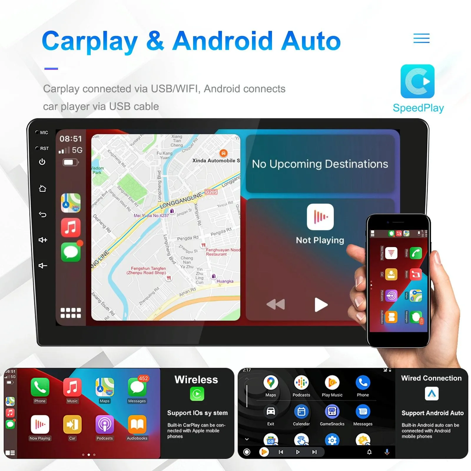10 Inch Car Android Navigation Screen With Carplay - 2   64G