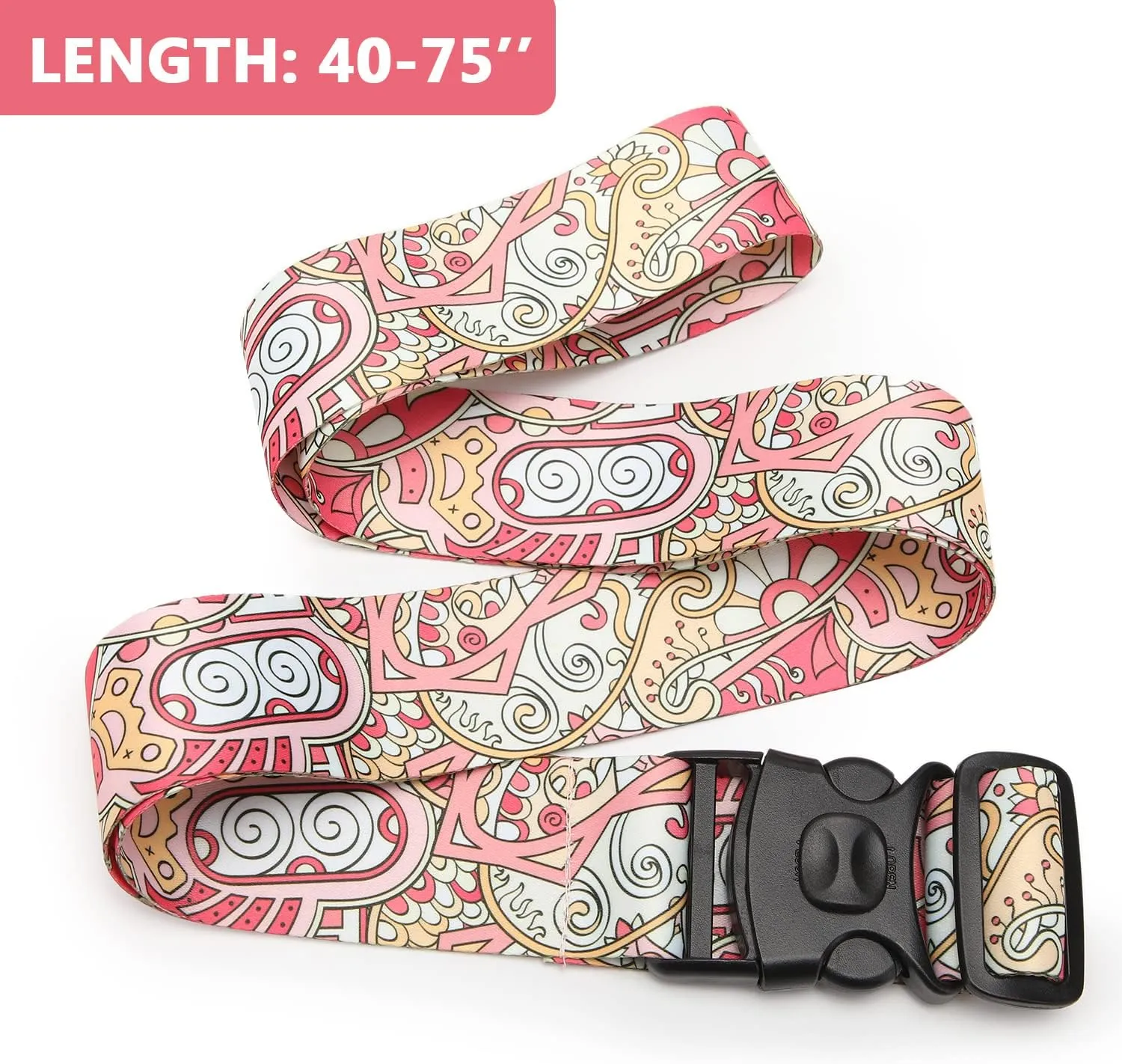 2 Pack 75'' x 2'' Adjustable Luggage Straps for Suitcase Belt Travel Bag Packing Straps Accessories (Pink Flower)