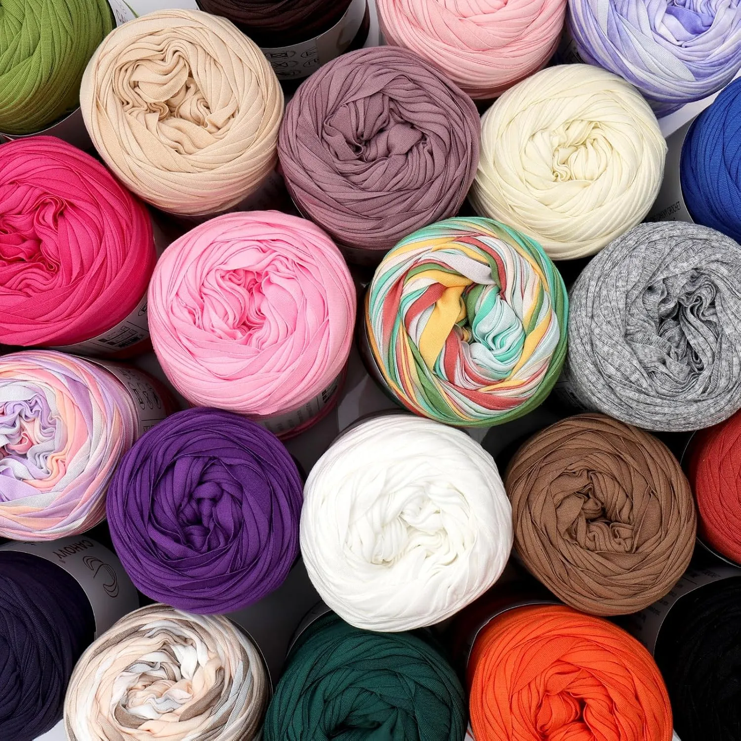2 Pack T-Shirt Yarn Crochet Yarn for Beginner Crochet Bags/Basket/Coaster,400g/110yds High Elastic Polyester Thick Tshirt Coffee