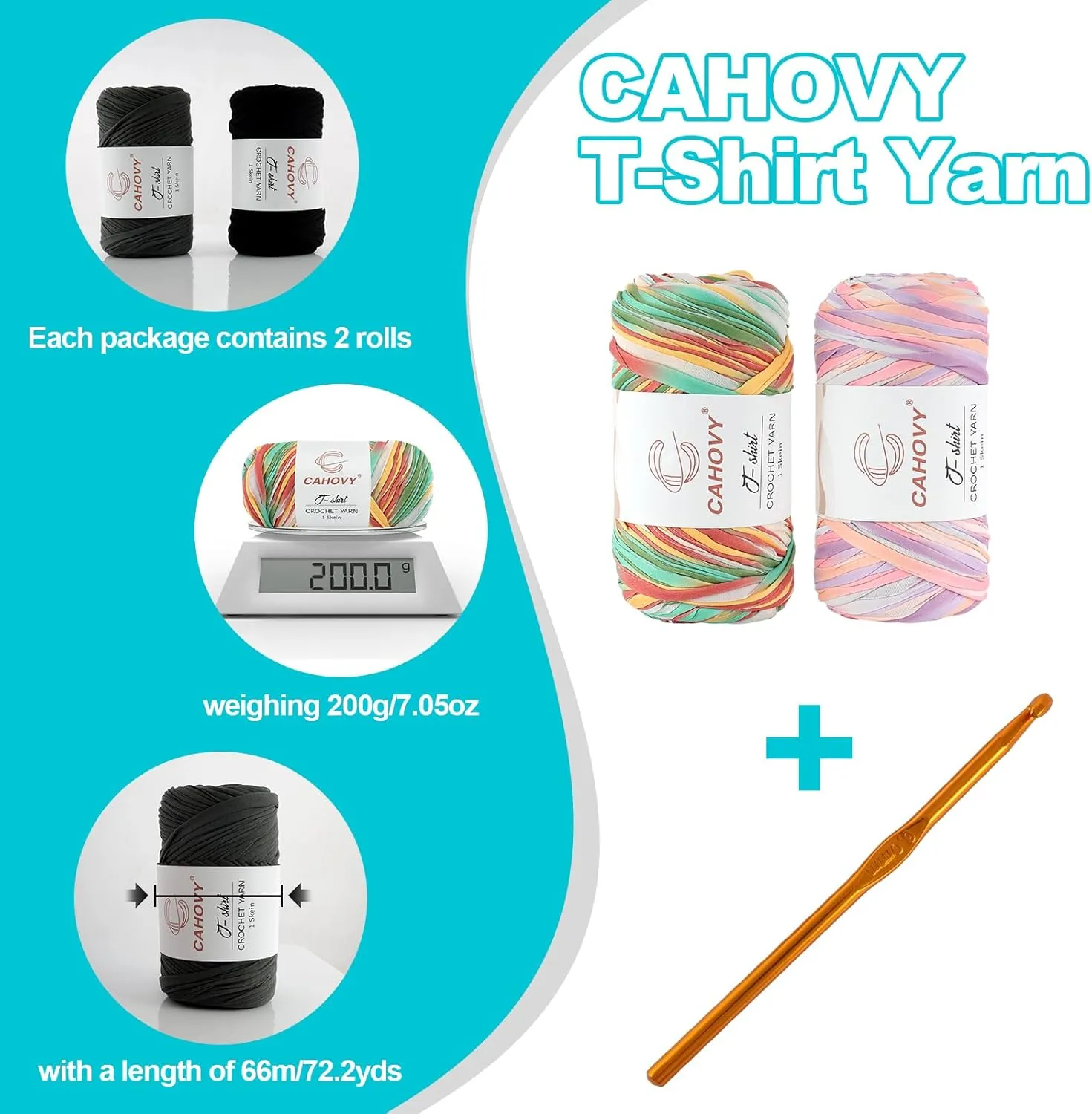 2 Pack T-Shirt Yarn Crochet Yarn for Beginner Crochet Bags/Basket/Coaster,400g/110yds High Elastic Polyester Thick Tshirt Coffee