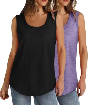 2 Pack Tank Tops for Women Athletic Spring Cami T-Shirts 2025 Racerback Basic Summer 2024 Camisole Fashion Clothes