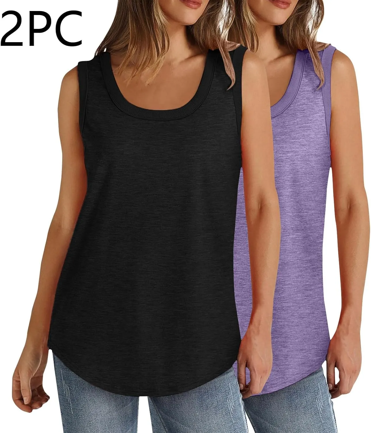 2 Pack Tank Tops for Women Athletic Spring Cami T-Shirts 2025 Racerback Basic Summer 2024 Camisole Fashion Clothes