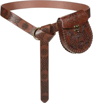 2 Pcs Medieval Viking Belt Leather PU Viking Belt Pouch for Retro Medieval Bag Side Pack Renaissance Accessories