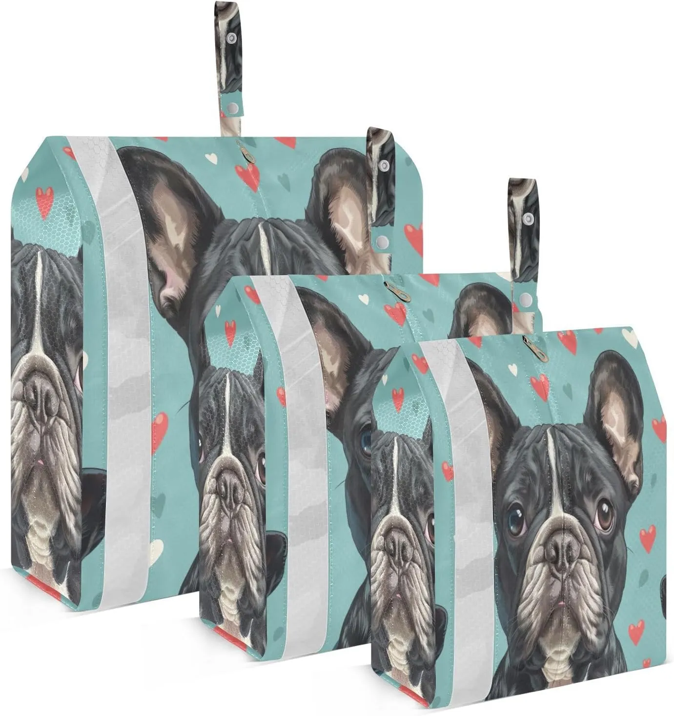 3 Set Travel Packing Cubes Lightweight Foldable Cute French Bulldog Luggage Bags Organizers for Travel Accessories Travel Essentials
