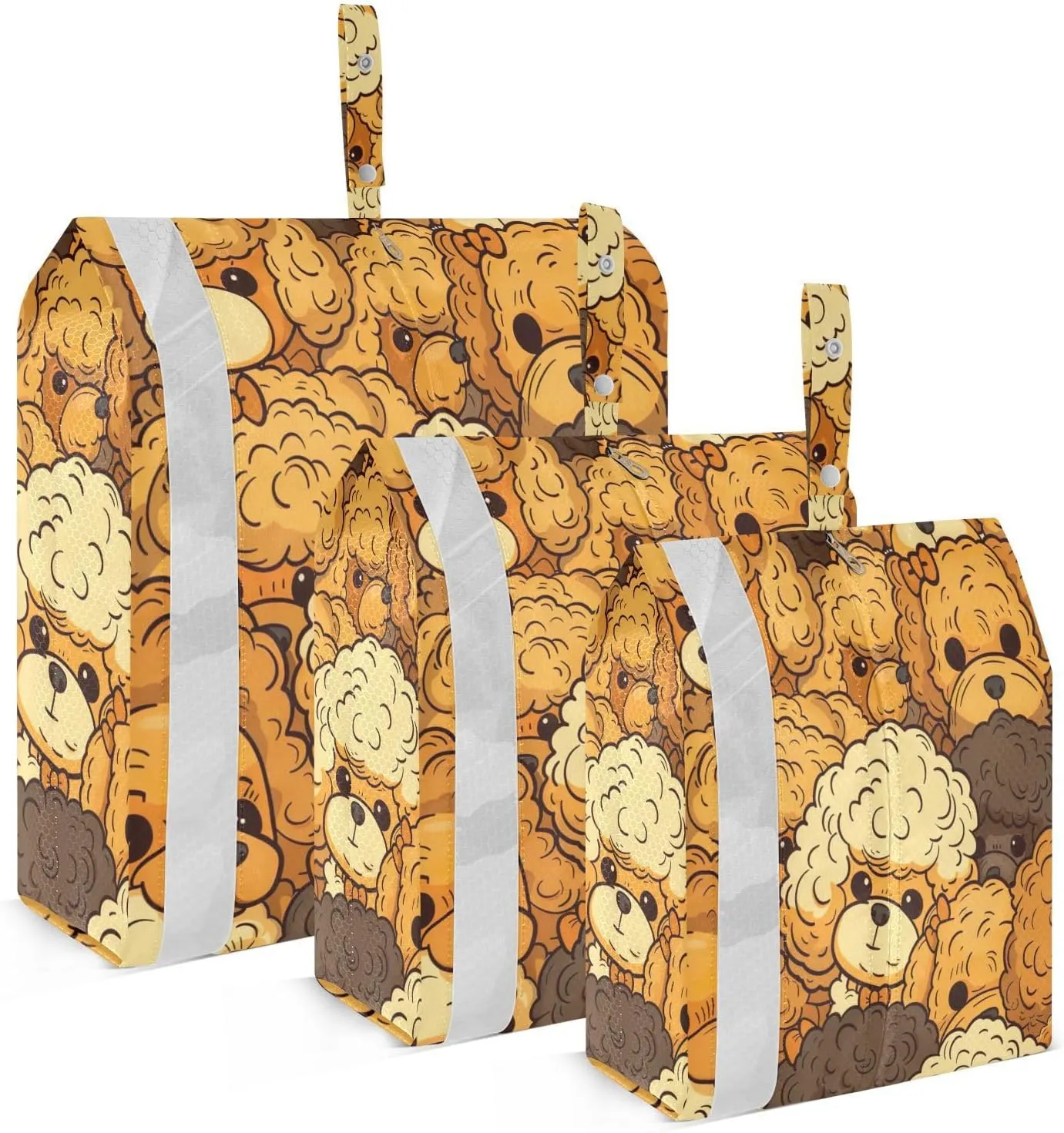 3 Set Travel Packing Cubes Lightweight Foldable Cute Poodle Dogs Luggage Bags Organizers for Travel Accessories Travel Essentials