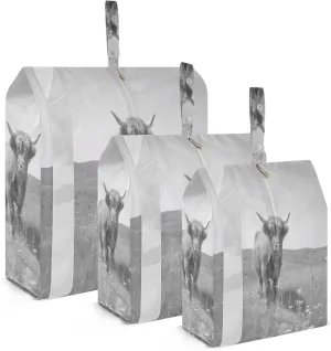 3 Set Travel Packing Cubes Lightweight Foldable Highland Cattle Gray Luggage Bags Organizers for Travel Accessories Travel Essentials
