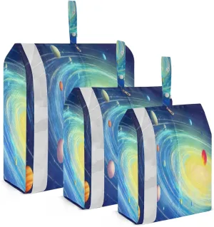 3 Set Travel Packing Cubes Lightweight Foldable Solar System Painting Luggage Bags Organizers for Travel Accessories Travel Essentials