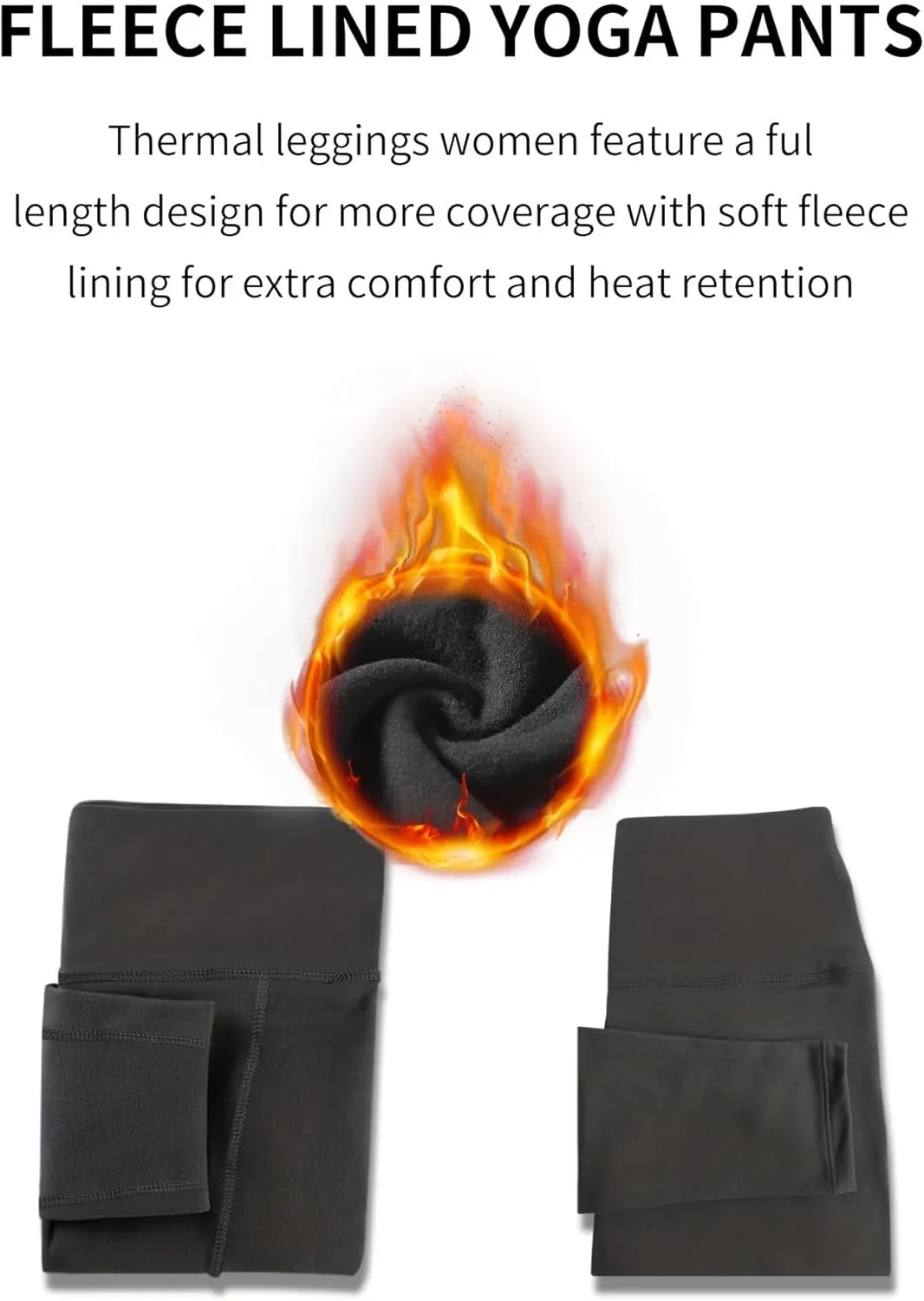 3PC Women's Fleece Lined Leggings Thermal Warm Winter Tights High Waisted Yoga Pants Cold Weather with Pockets
