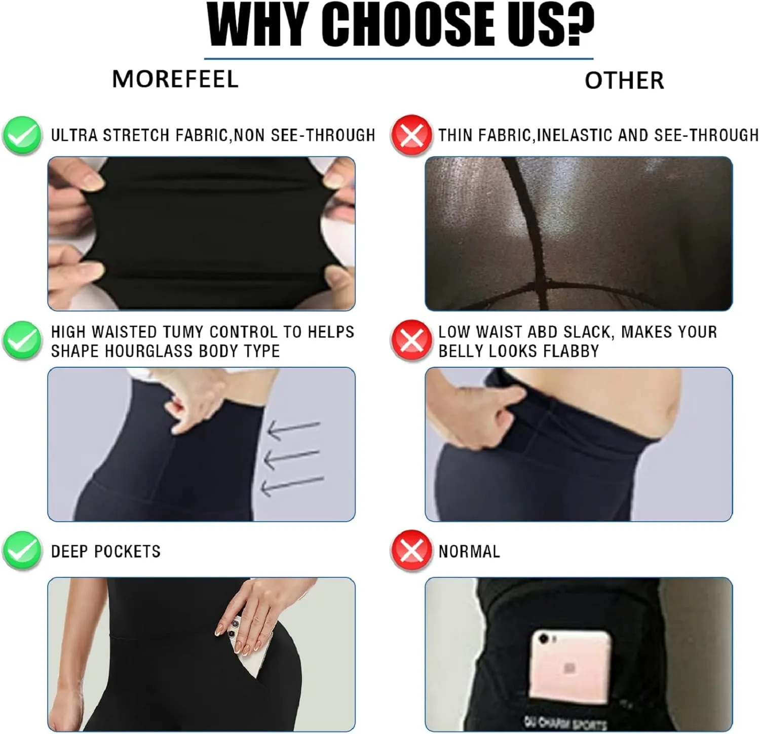 4 Pack Leggings for Women Butt Lift High Waisted Tummy Control Slimming Black No See-Thru Yoga Pants Workout Running