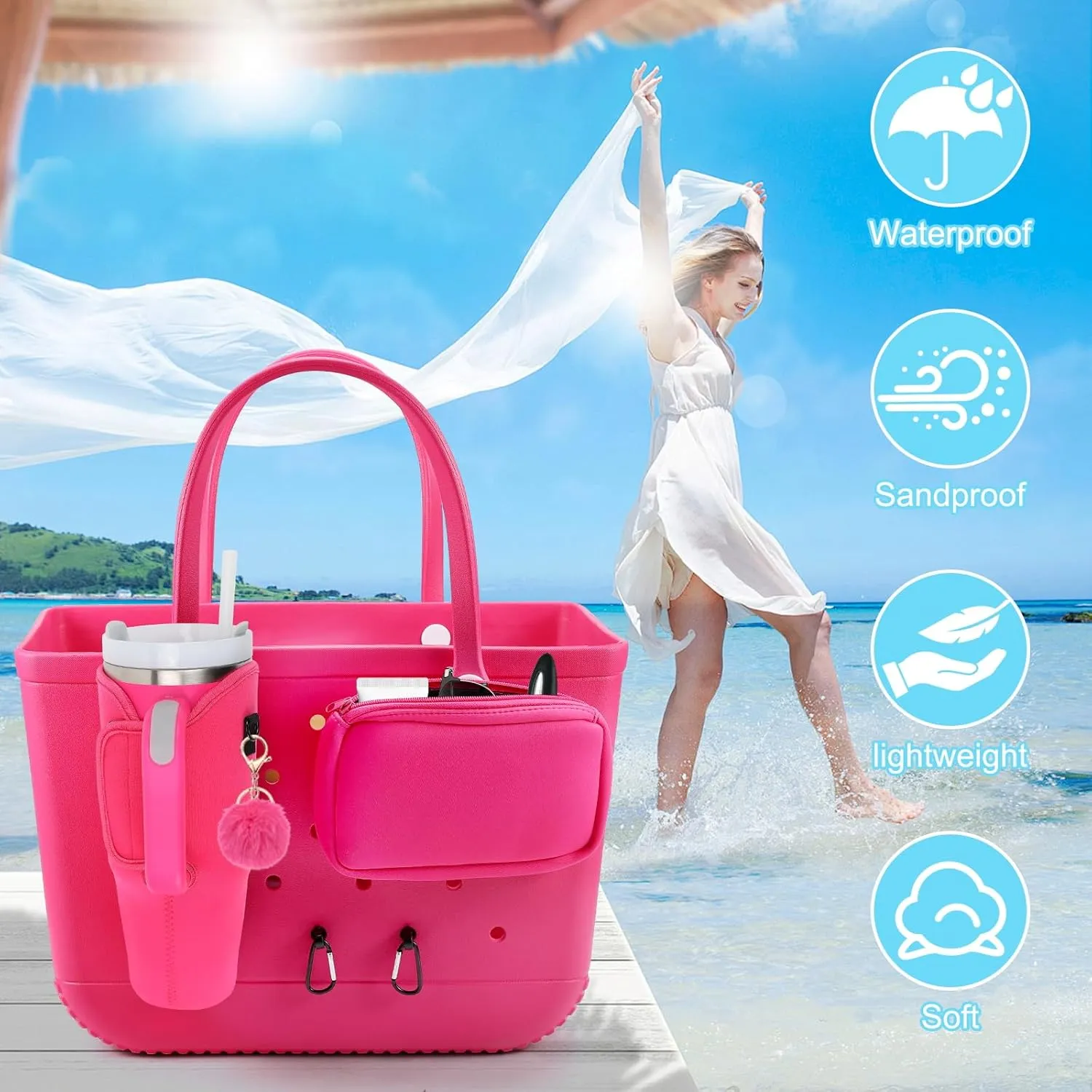 4PCS Organizer Holder for Bogg Bag, Accessories for Bogg Bags, Phone Holder compatible with Bogg Bag Original (Purple)