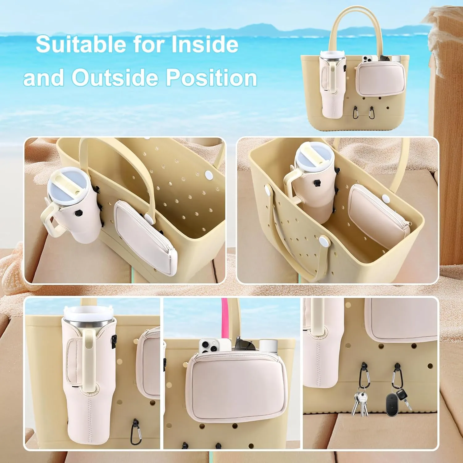 4PCS Organizer Holder for Bogg Bag, Accessories for Bogg Bags, Phone Holder compatible with Bogg Bag Original (Purple)