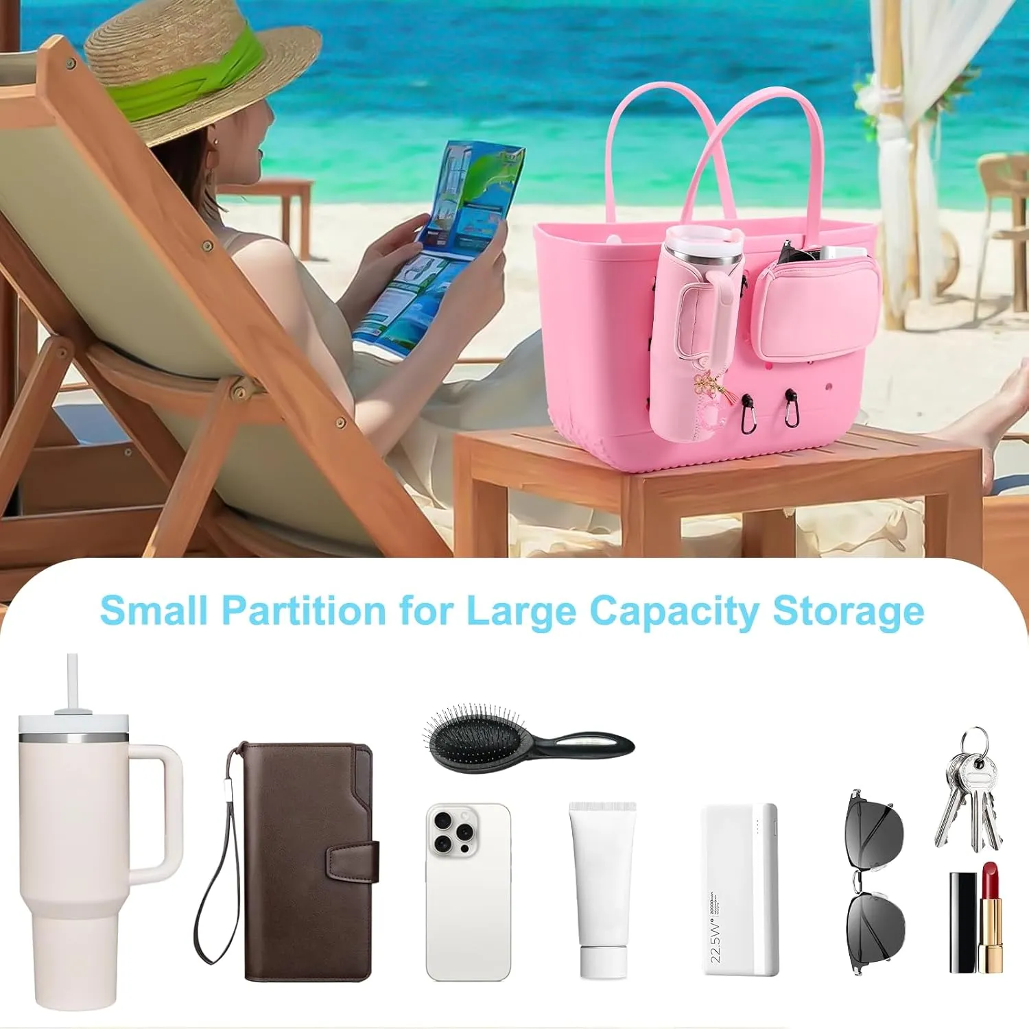 4PCS Organizer Holder for Bogg Bag, Accessories for Bogg Bags, Phone Holder compatible with Bogg Bag Original (Purple)
