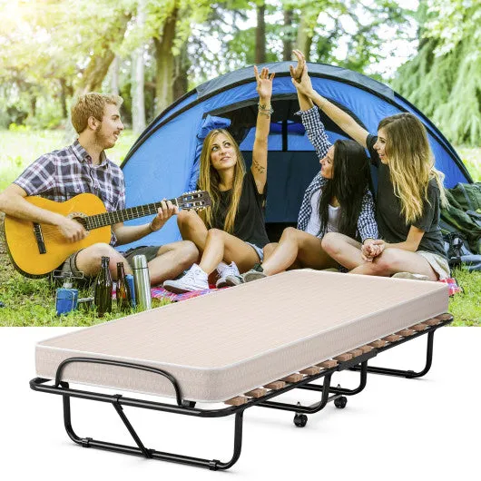 75 x 31.5 Inch Folding Guest Bed with Memory Foam Mattress for Adult