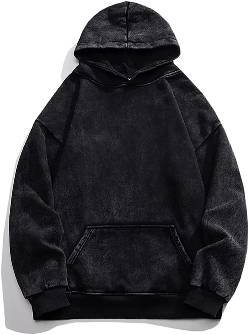 Acid Wash Vintage Hooded Sweatshirts Men Women Fashion Oversized Pullovers Sweatshirt Autumn Winter 450gsm Hoodies