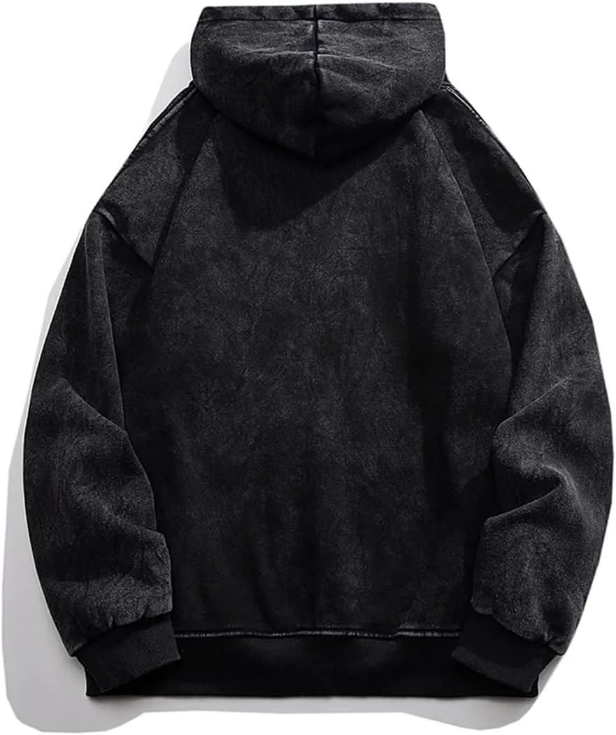 Acid Wash Vintage Hooded Sweatshirts Men Women Fashion Oversized Pullovers Sweatshirt Autumn Winter 450gsm Hoodies