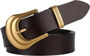 ALAIX Women's Belt Western Belts Silver Gold Buckle Black Leather Belt Pants Jeans Belts for Women