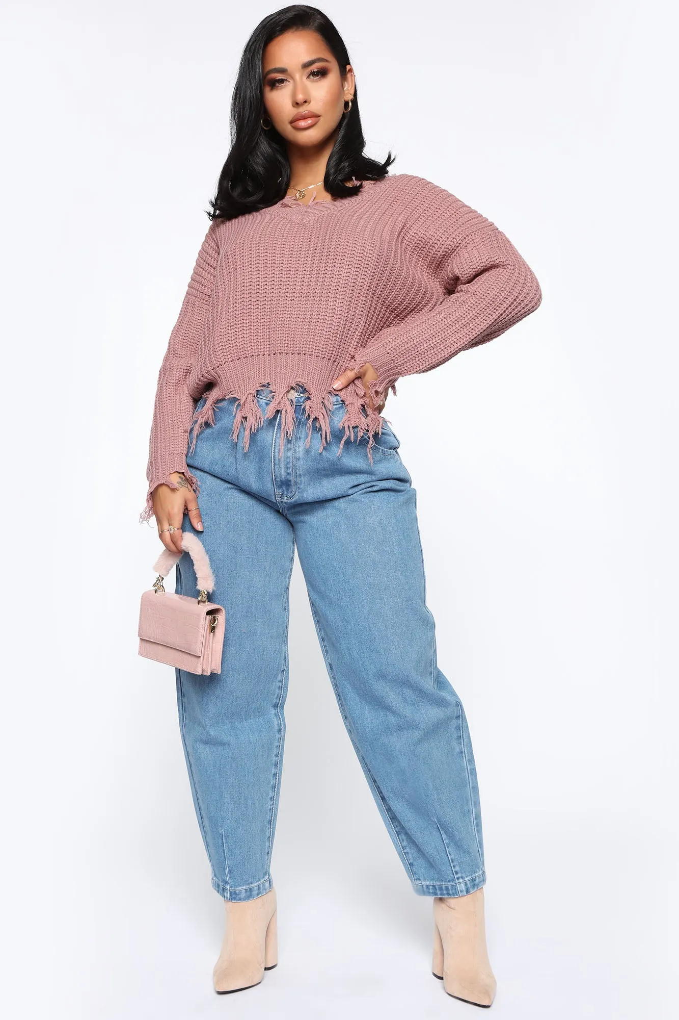 Always Distressing Me Out Sweater - Mauve