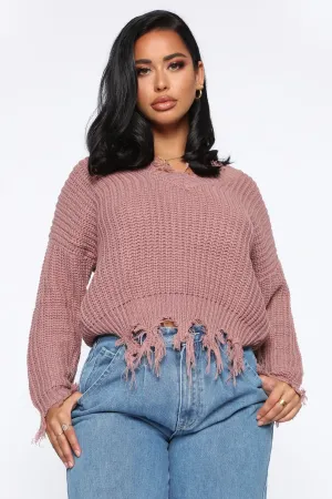 Always Distressing Me Out Sweater - Mauve