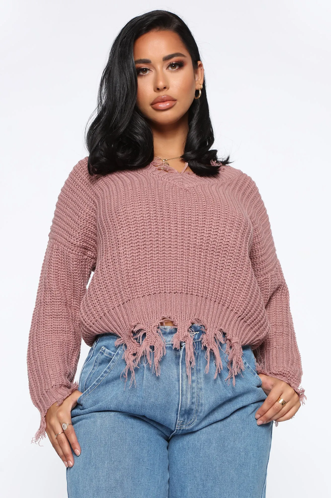 Always Distressing Me Out Sweater - Mauve
