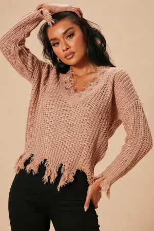 Always Distressing Me Out Sweater - Mocha