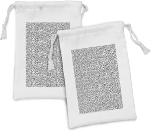 Ambesonne Abstract Art Fabric Pouch Set of 2, Minimalist Pieces of Paper Stripes Curved Lines Art Deco Inspired, Small Drawstring Bag for Toiletries Masks and Favors, 9" x 6", Charcoal Grey and White