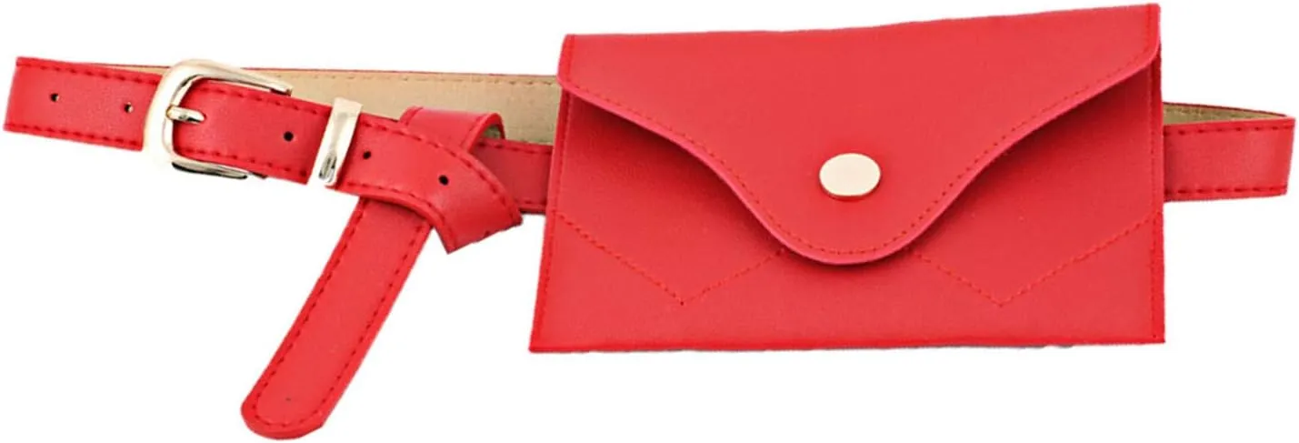 Andongnywell Women's Leather Fanny Pack Waist Bag with Removable Leather Belt Bag PU Belt Waist Pouch