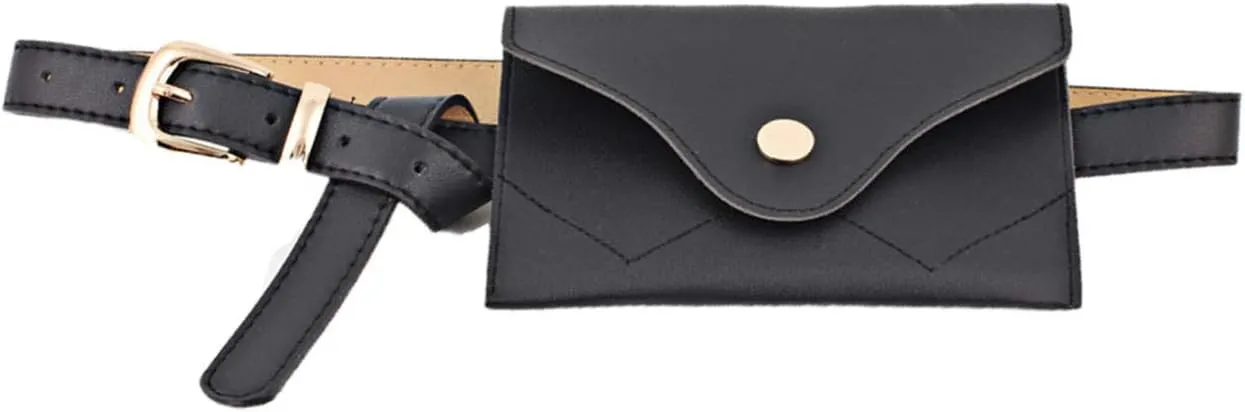 Andongnywell Women's Leather Fanny Pack Waist Bag with Removable Leather Belt Bag PU Belt Waist Pouch