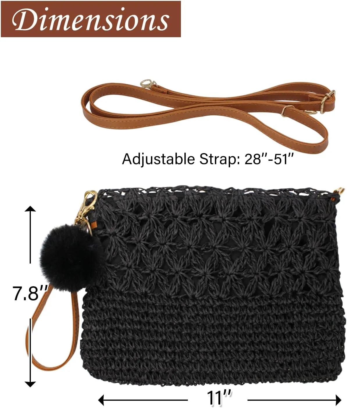 Aovtero Straw Crossbody Bags Women Summer Woven Shoulder Purse Beach Wristlet Zipper