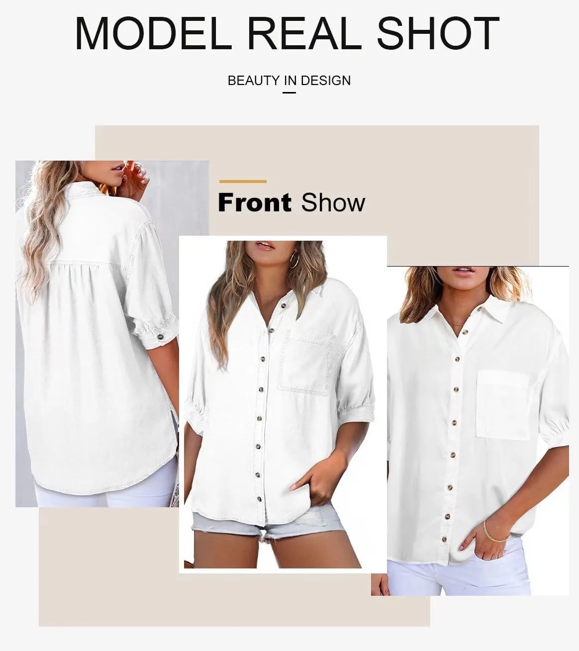Astylish Women 2025 Denim Shirt Summer Oversized Short Sleeve V Neck Button Down Chambray Blouse Top with Pocket