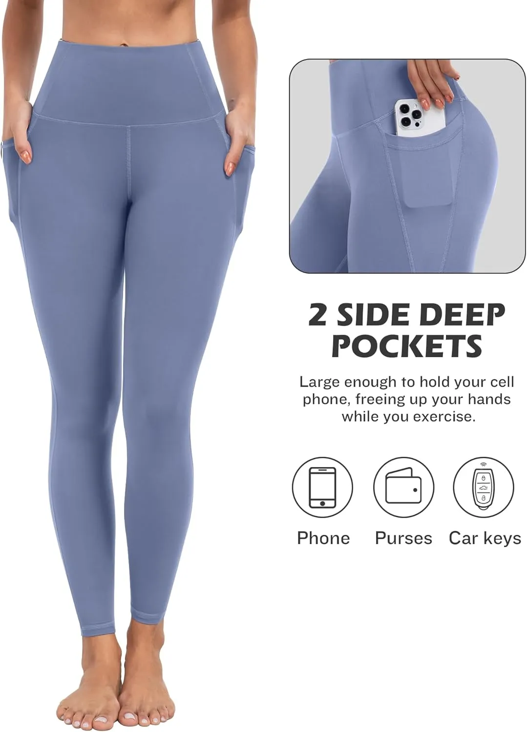ATHVOTAR Leggings with Pockets for Women, 7 Packs High Waisted Workout Tummy Control Yoga Pants