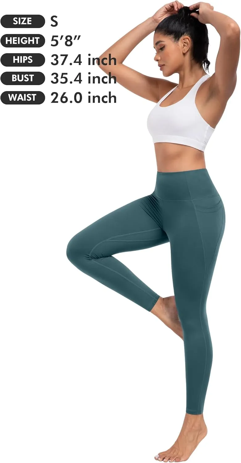 ATHVOTAR Leggings with Pockets for Women, 7 Packs High Waisted Workout Tummy Control Yoga Pants