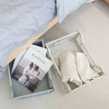 Aykasa Decorative Light Grey Folding Crate - Medium