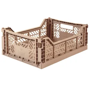 Aykasa Decorative Taupe Folding Crate - Medium