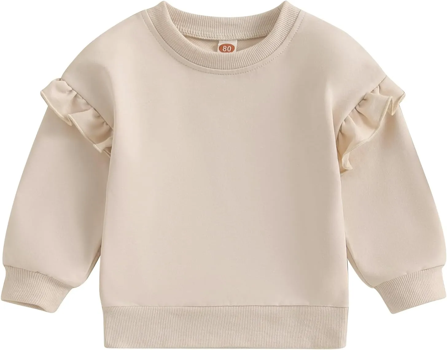 Baby Girl Boy Sweatshirts Toddler Trendy Solid Color Crew Neck Long Sleeve Pullovers Child Loose Top