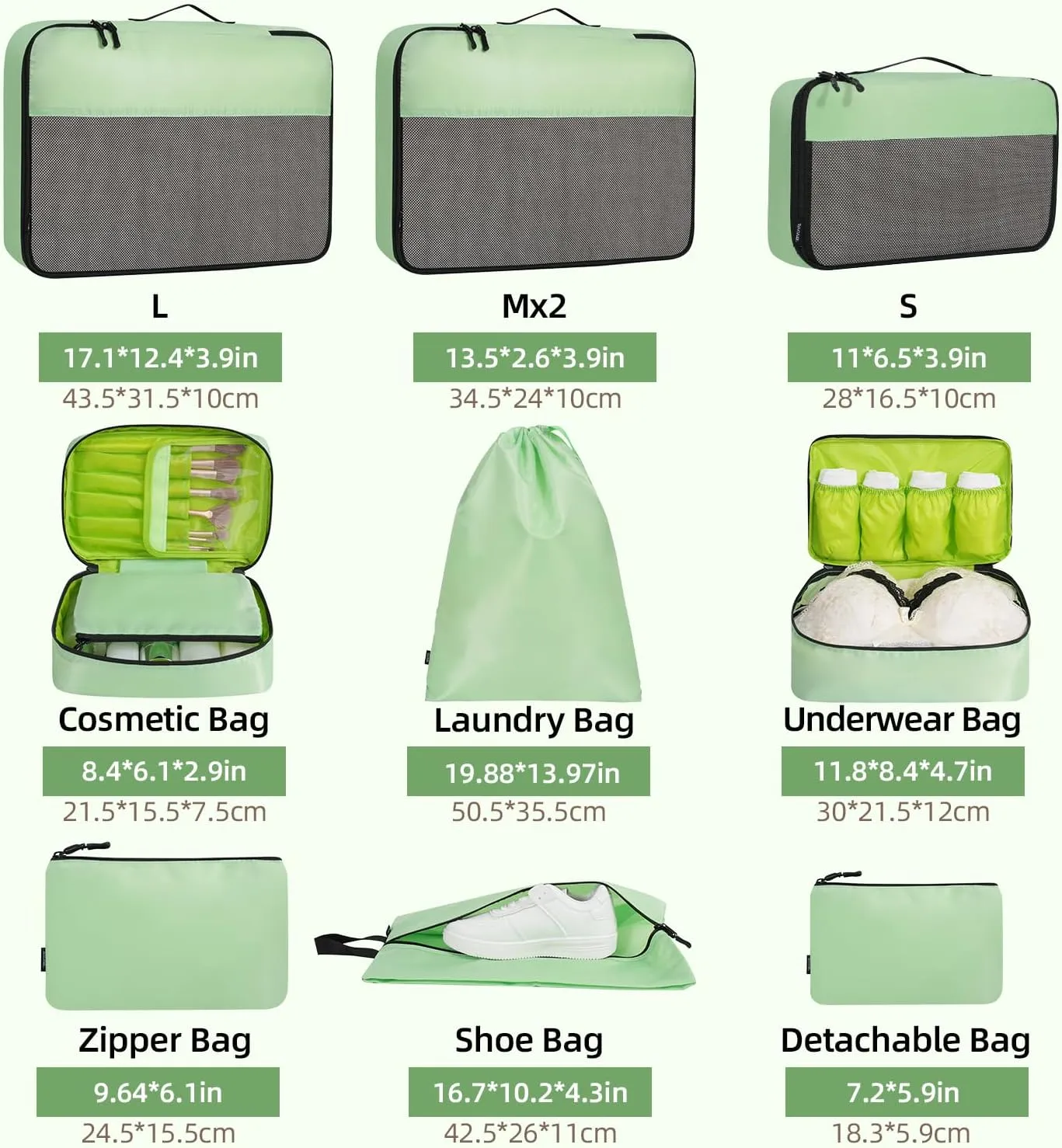 BAGAIL 8 Set/9 Set Packing Cubes Luggage Packing Organizer for Travel, Suitcase Packing Bags for Travel Accessories