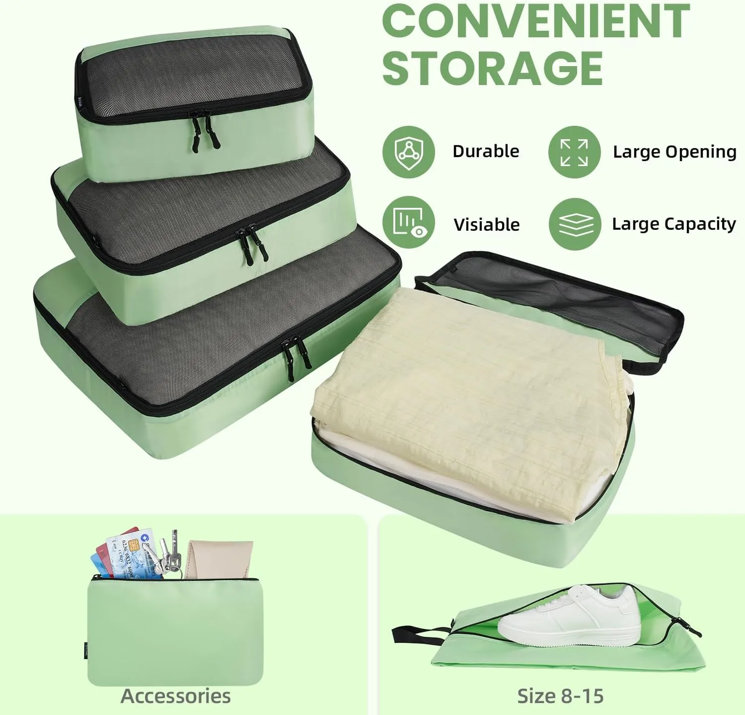 BAGAIL 8 Set/9 Set Packing Cubes Luggage Packing Organizer for Travel, Suitcase Packing Bags for Travel Accessories