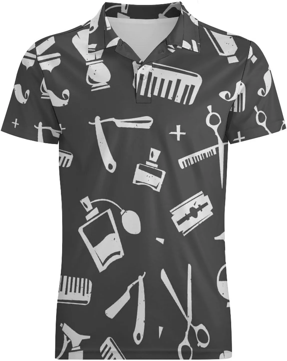Barbershop Tools Classic Polo Shirts for Men Quick Dry Short Sleeve Fit Golf Tees Casual Tops