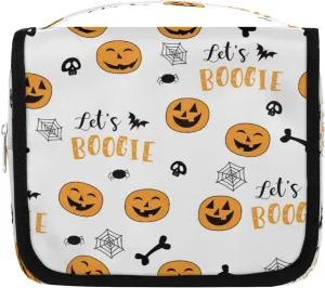 Bat Pumpkin Hanging Travel Toiletry Bag Cosmetic Bag Portable Wash Bag with Hook for Bathroom Accessories Toiletries Cosmetics