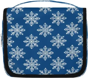 Beautiful Snowflakes Hanging Travel Toiletry Bag Cosmetic Bag Portable Wash Bag with Hook for Bathroom Accessories Toiletries Cosmetics