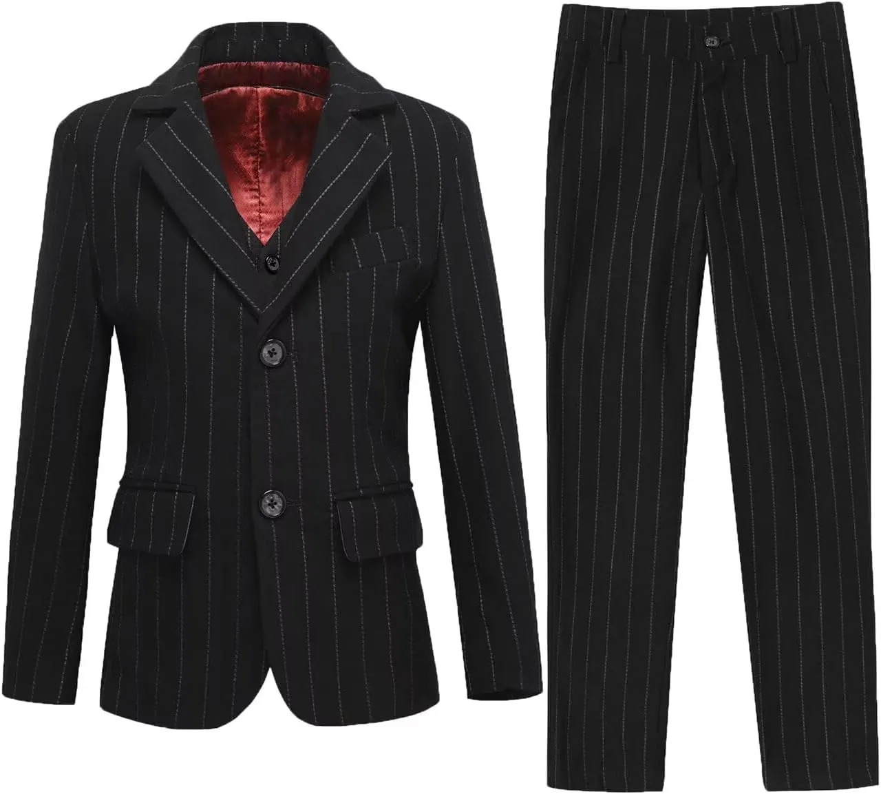 Boys Suit 3 Piece Slim Fit Set Stripe Plaid Formal Boy Suits Prom Tux Outfit Teen Kid Dress Jacket Blazer Vest Pant with Tie