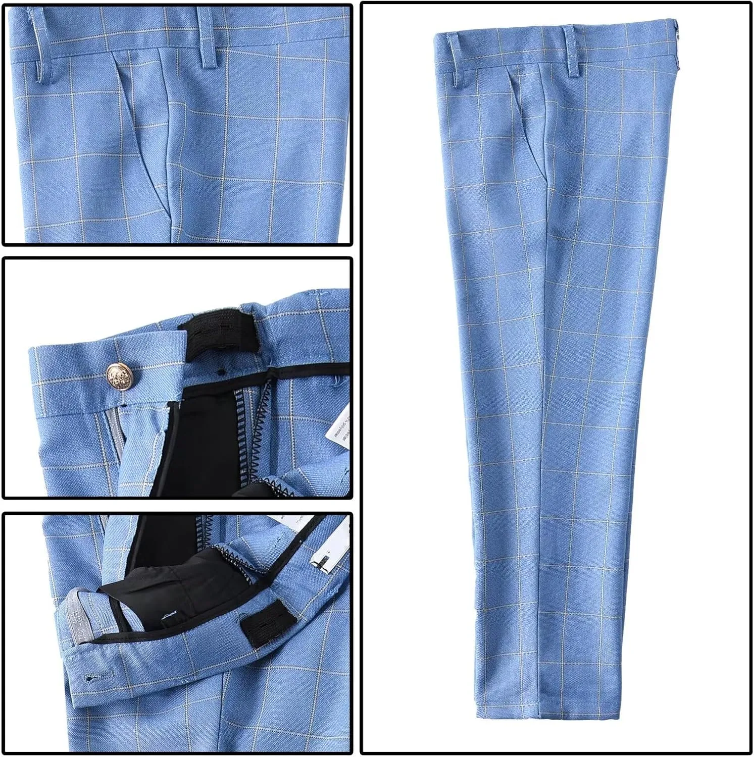 Boys Suit 3 Piece Slim Fit Set Stripe Plaid Formal Boy Suits Prom Tux Outfit Teen Kid Dress Jacket Blazer Vest Pant with Tie