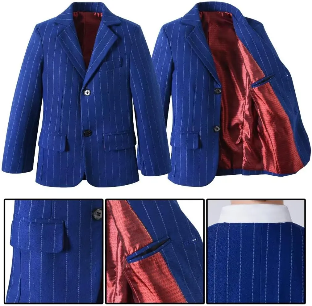 Boys Suit 3 Piece Slim Fit Set Stripe Plaid Formal Boy Suits Prom Tux Outfit Teen Kid Dress Jacket Blazer Vest Pant with Tie