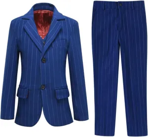 Boys Suit 3 Piece Slim Fit Set Stripe Plaid Formal Boy Suits Prom Tux Outfit Teen Kid Dress Jacket Blazer Vest Pant with Tie