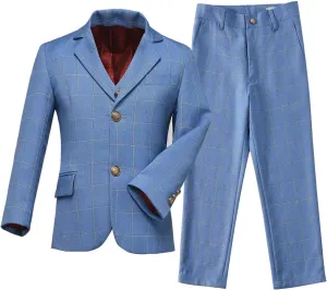 Boys Suit 3 Piece Slim Fit Set Stripe Plaid Formal Boy Suits Prom Tux Outfit Teen Kid Dress Jacket Blazer Vest Pant with Tie