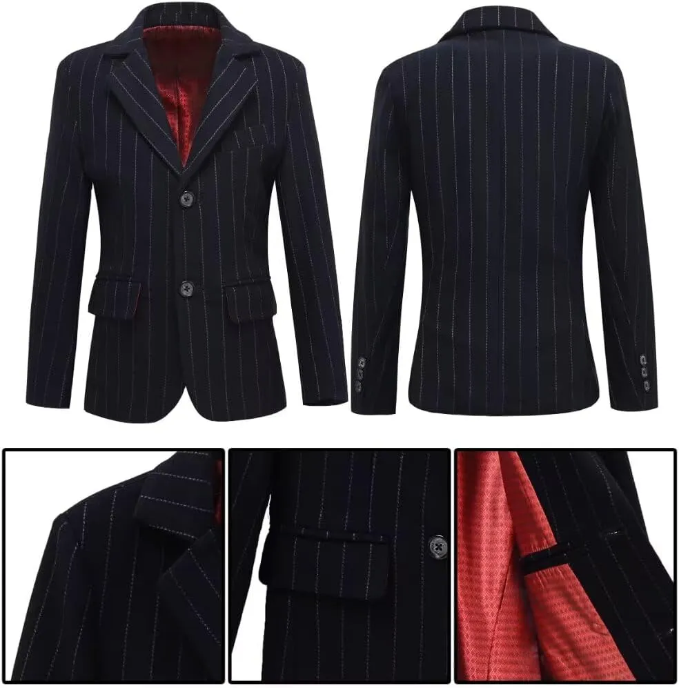 Boys Suit 3 Piece Slim Fit Set Stripe Plaid Formal Boy Suits Prom Tux Outfit Teen Kid Dress Jacket Blazer Vest Pant with Tie