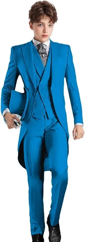 Boys Tailcoat Suits Kids Tuxedo Boys Slim Fit 3 Piece Suits Long Tailcoat Boys Tail for Prom Wedding Vest Pants