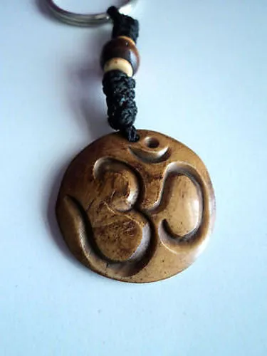 Brown Hindu Om Bone Keychain