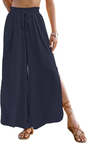 Bsubseach Swim Beach Cover Up Pants for Women Flowy Pant Wide Leg Bathing Suit Coverup Swimsuit Palazzo with Slits